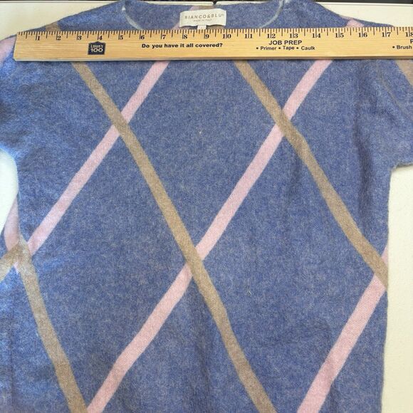 Bianco & Blu Mohair/Wool Blend Blue&Pink Knit Sweater Size Medium made in Italy - Picture 9 of 15
